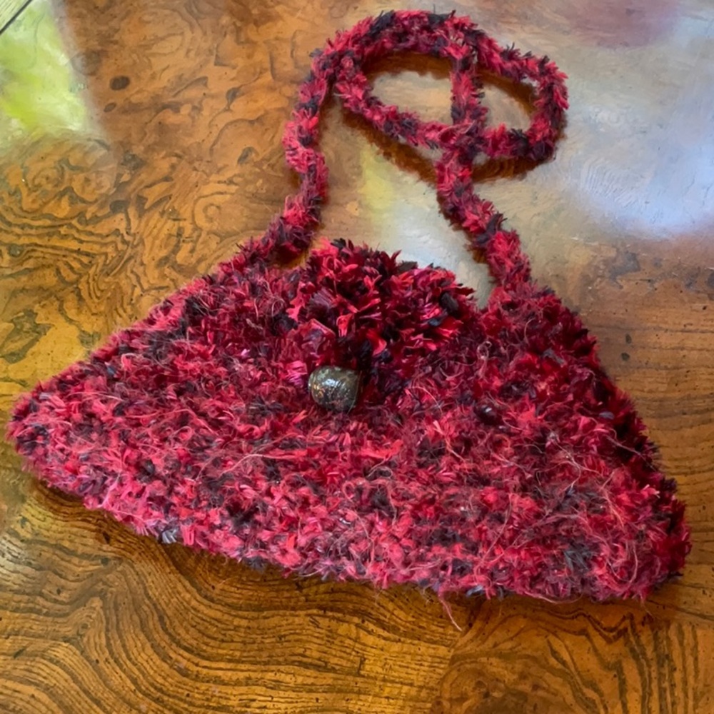 Red and Black Handcrafted Handbag